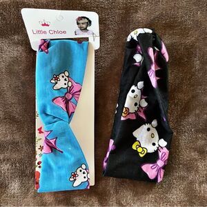 Little Girls Headband Set Kitty Rabbit Bows Cute Kawaii